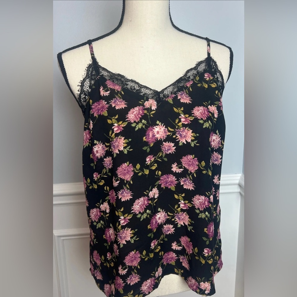 Forever 21 Floral Lace Trim Cami Top Size L